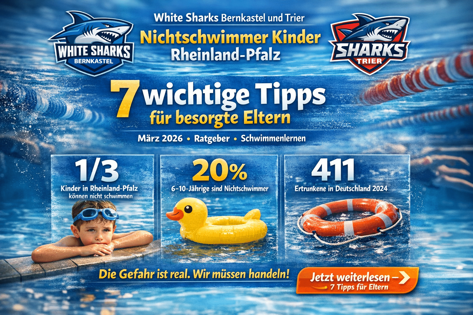 Nichtschwimmer Kinder Rheinland-Pfalz – Kind beim Schwimmenlernen im Hallenbad