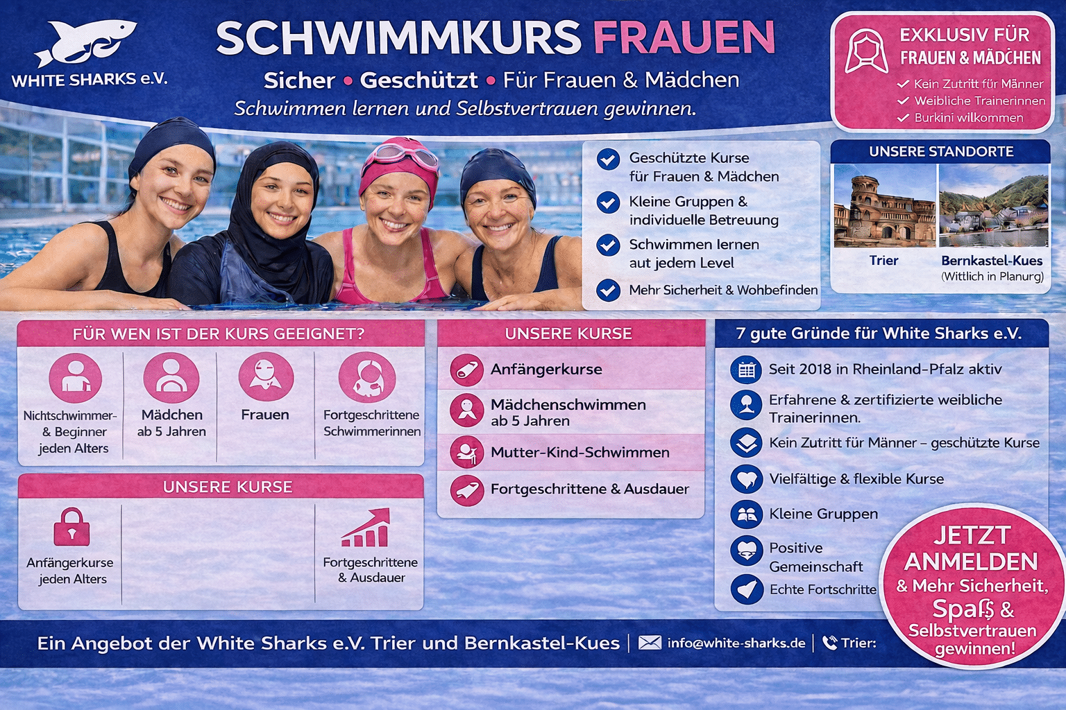 White Sharks Koblenz: Schwimmkurs für Frauen und Mädchen im geschützten Rahmen