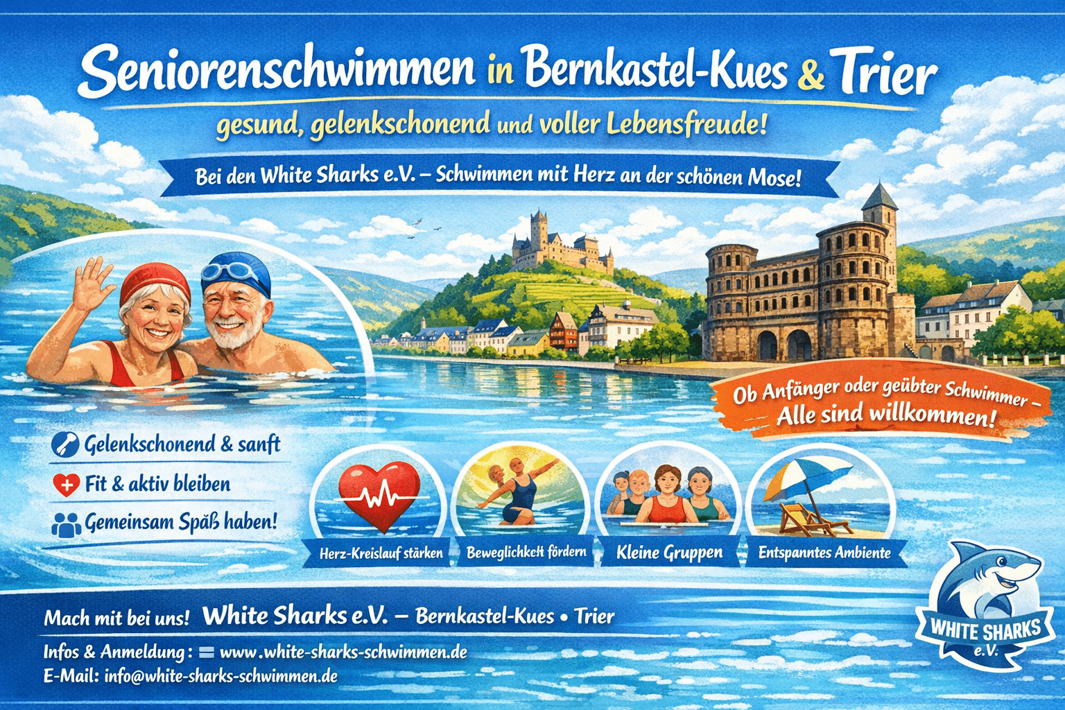 Seniorenschwimmen Bernkastel-Kues Trier – White Sharks e.V. ältere Menschen beim Schwimmen