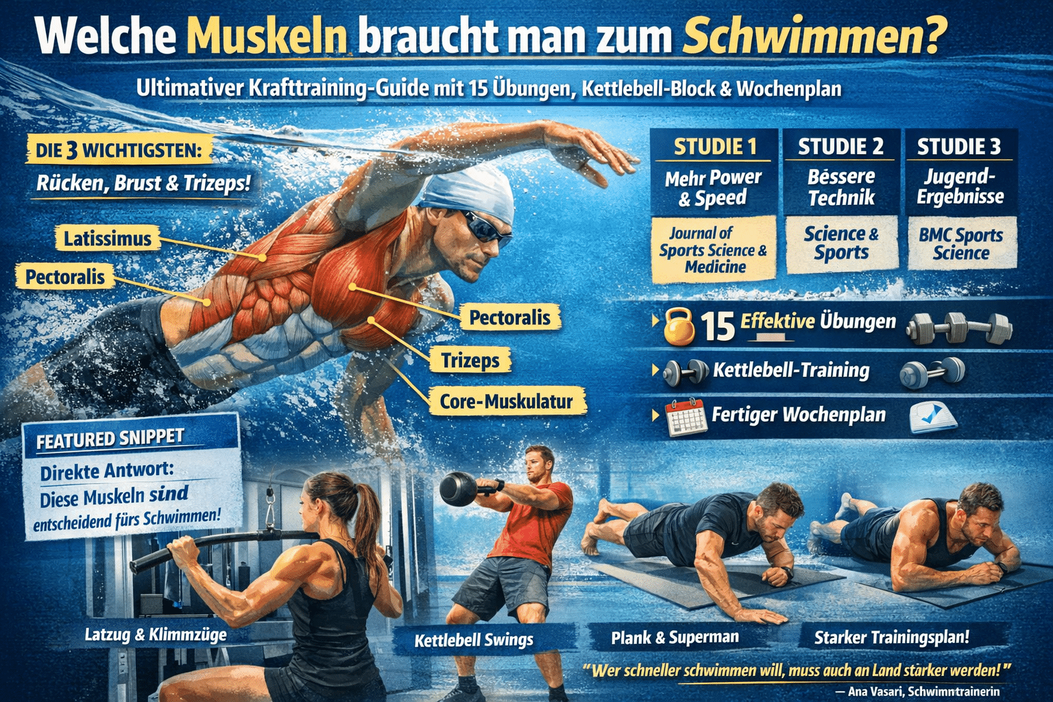 Welche Muskeln braucht man zum Schwimmen – Krafttraining Guide WHITE Sharks Saarbrücken 2026