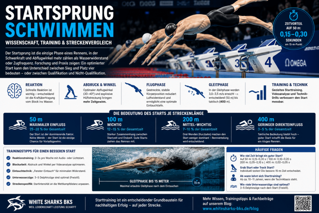 Startsprung Schwimmen Unterwasserphase – Schwimmer beim Startsprung vom Block