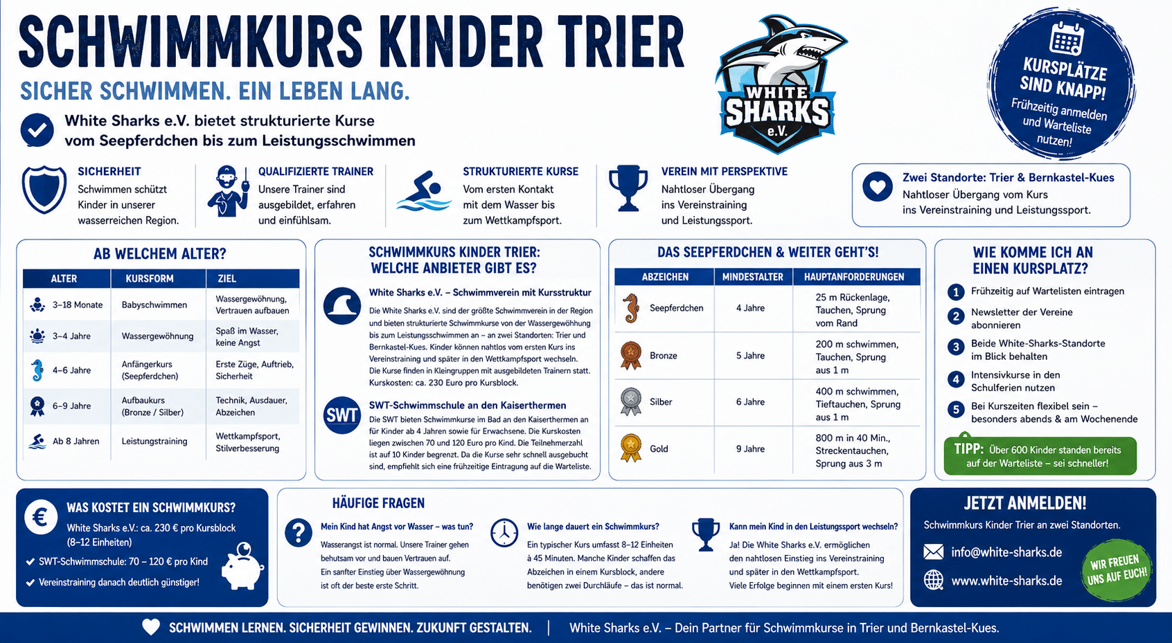 Schwimmkurs Kinder Trier – Kurse vom Seepferdchen bis Leistungsschwimmen