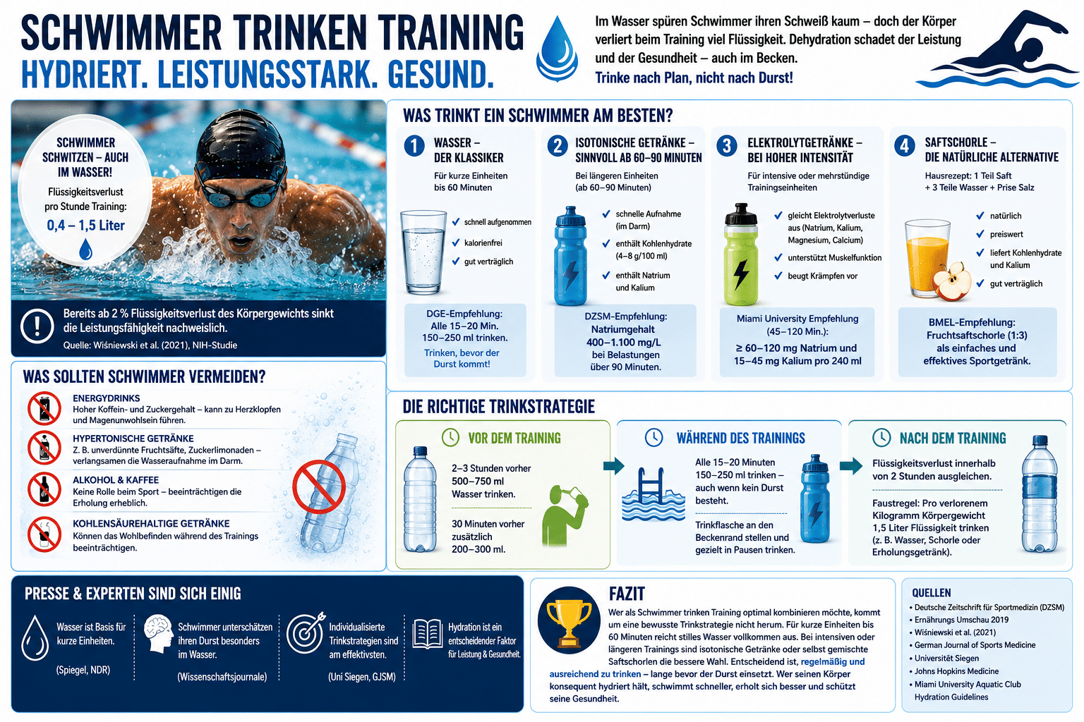 Schwimmen bei Hitze: Schwimmerin trinkt Wasser während des Trainings