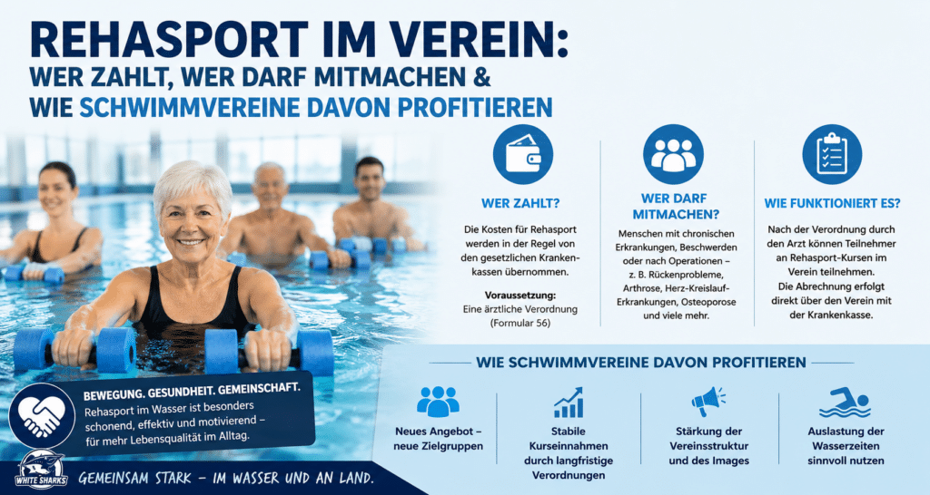 Rehasport im Verein – Infografik zu Kosten, Antrag & Krankenkasse