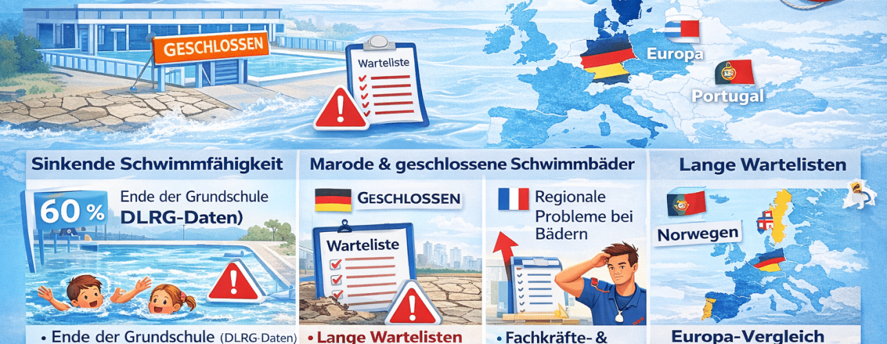 Schwimmlernkrise Deutschland – Infografik zu Ursachen, Zahlen und europäischem Vergleich 2026