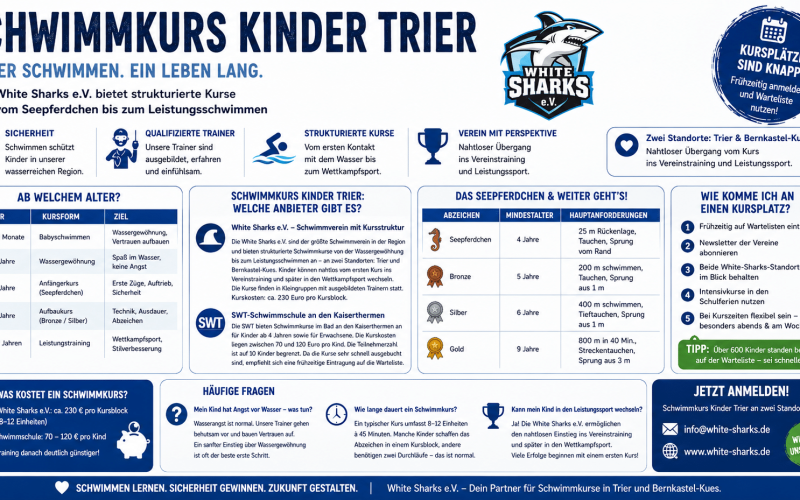 Schwimmkurs Kinder Trier – Kurse vom Seepferdchen bis Leistungsschwimmen