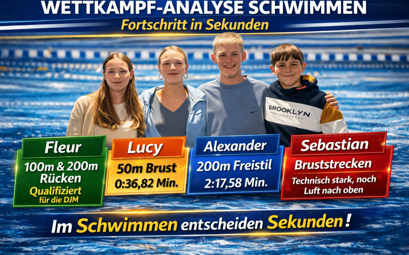 Mittelmosel Nachrichten Schwimmen – Fleur Valerius, Lucy Valerius, Alexander Thiel und Sebastian Hawranke beim Wettkampf 2026
