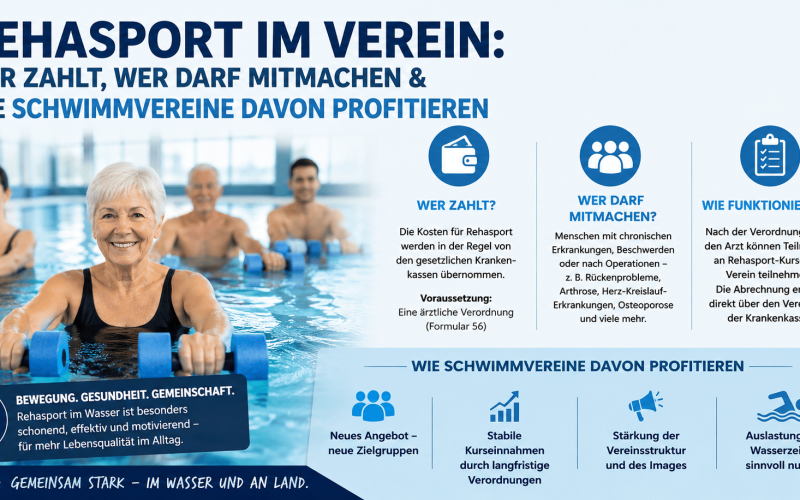 Rehasport im Verein – Infografik zu Kosten, Antrag & Krankenkasse