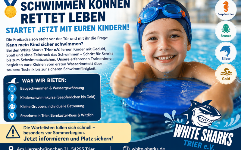 Nordbad Trier 2026 White Sharks Wasserzeiten