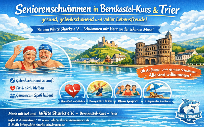 Seniorenschwimmen Bernkastel-Kues Trier – White Sharks e.V. ältere Menschen beim Schwimmen